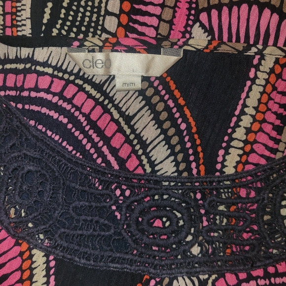 Cleo Multicolor Accordion Pleated Top with Crochet Neckline M - Picture 6 of 6